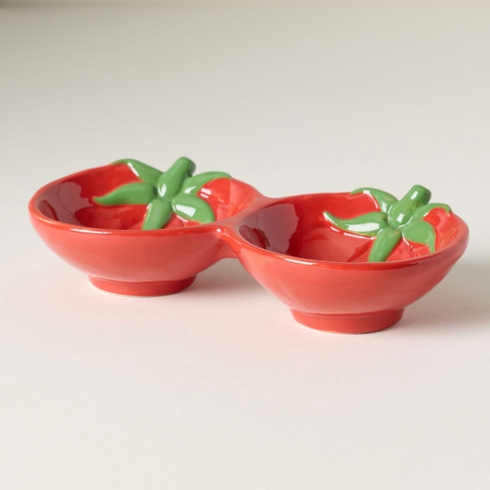 NWT Anthropologie Tomato Dolomite Double Pinch Bowl